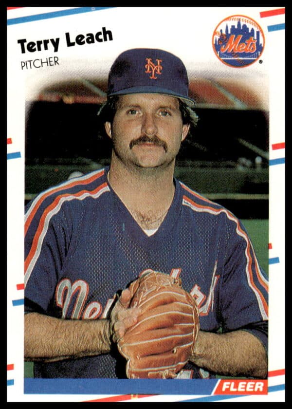 1988 Fleer Baseball Card: Terry Leach #139, New York Mets Pitcher, Dynamic On-Field Action.