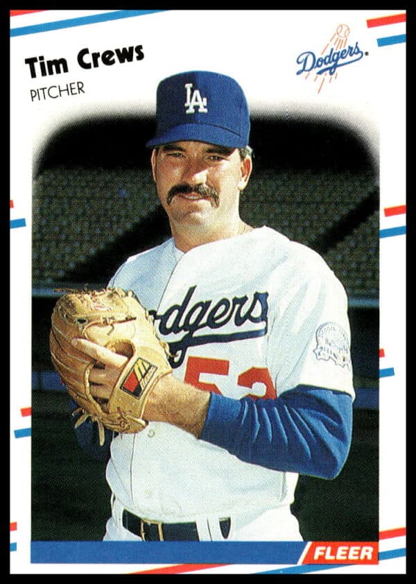 Tim Crews 1988 Fleer Baseball Card #511, Los Angeles Dodgers Pitcher.