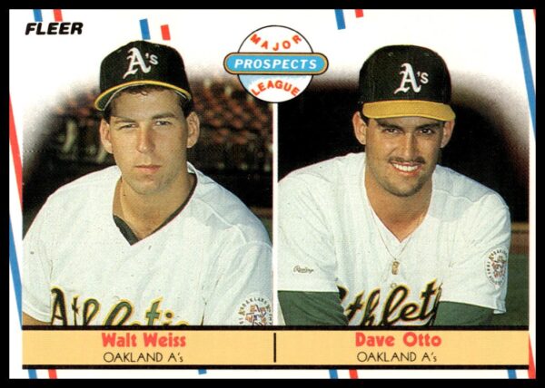 1988 Fleer baseball card featuring Oakland Athletics players Walt Weiss and Dave Otto.