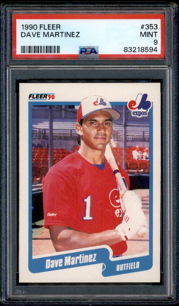 1990 Fleer Dave Martinez baseball card, PSA 9, Montreal Expos.