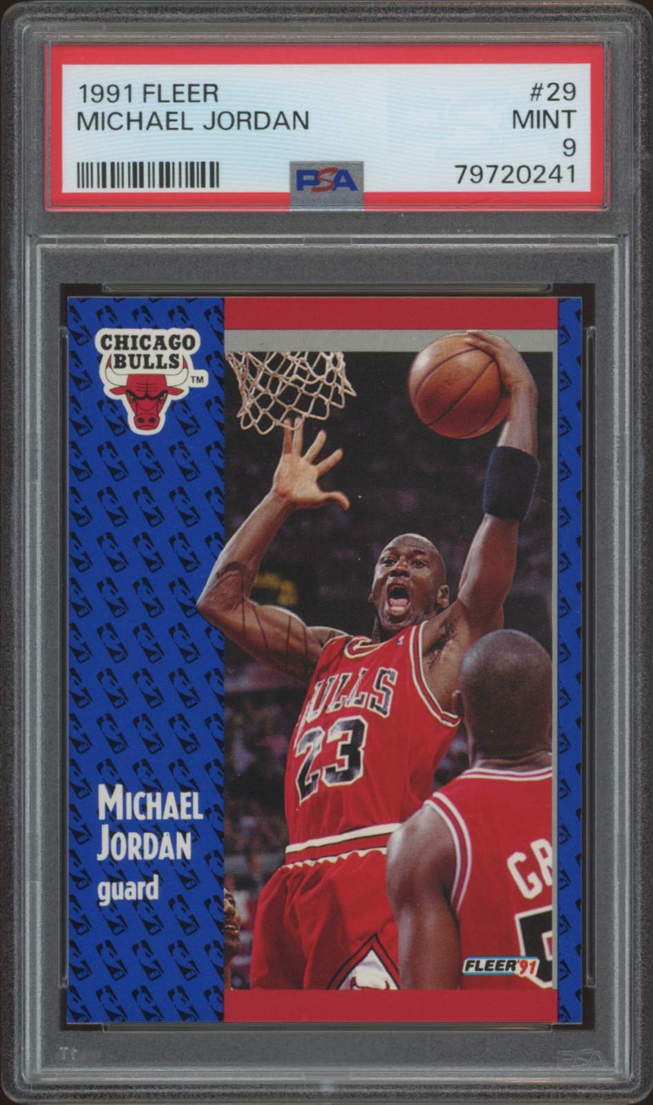 1991 Fleer Michael Jordan card #29, PSA MINT 9, in protective case.