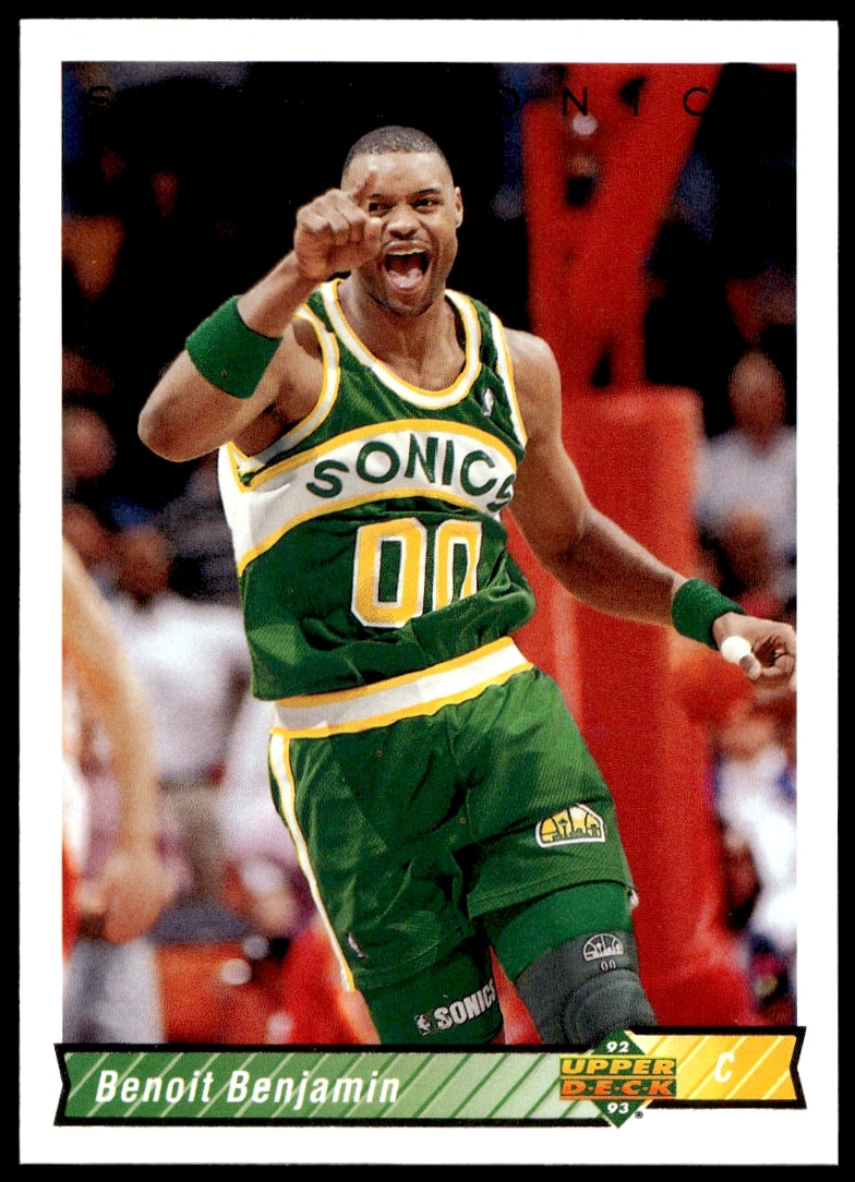 Benoit Benjamin 1992-93 Upper Deck card #97 features action shot in team uniform.