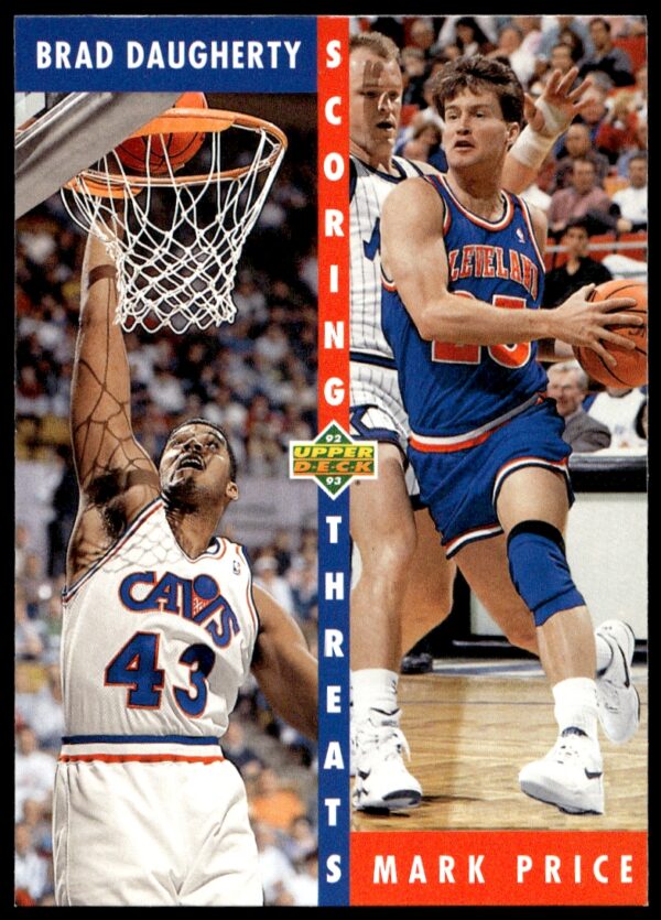 1992-93 Upper Deck Card of Brad Daugherty and Mark Price in Cavaliers Jerseys.