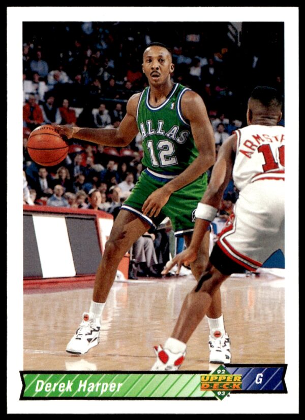 Derek Harper 1992-93 Upper Deck NBA Card #98, Dallas Mavericks, focused during gameplay.