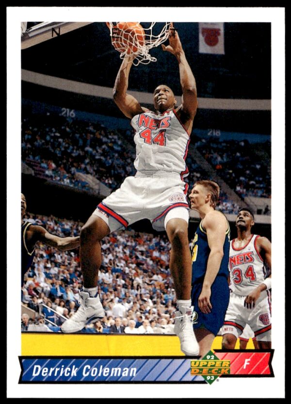 Derrick Coleman 1992-93 Upper Deck card #124, New Jersey Nets action photo.