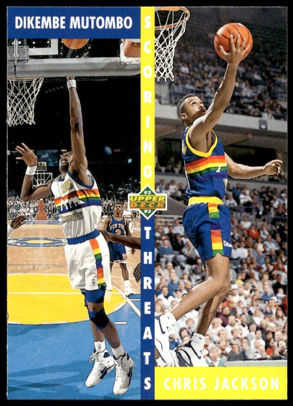 Upper Deck 1992-93 Dikembe Mutombo & Chris Jackson NBA Card #499 Front.