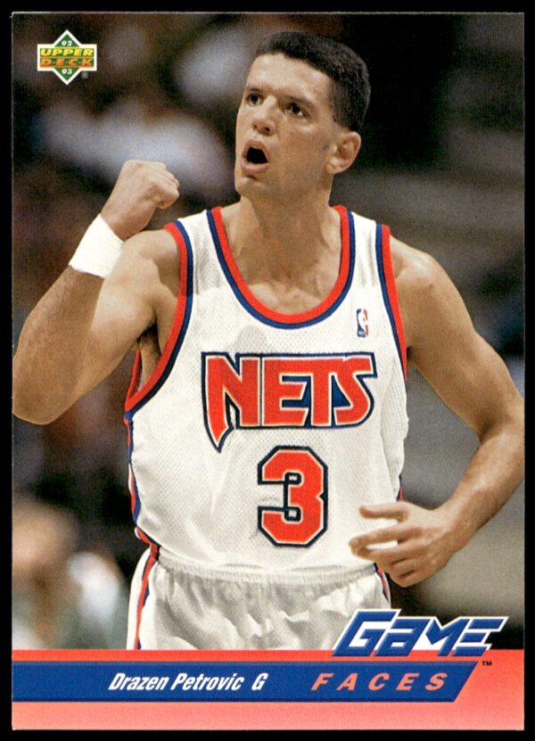 Drazen Petrovic 1992-93 Upper Deck #491, New Jersey Nets, basketball card.