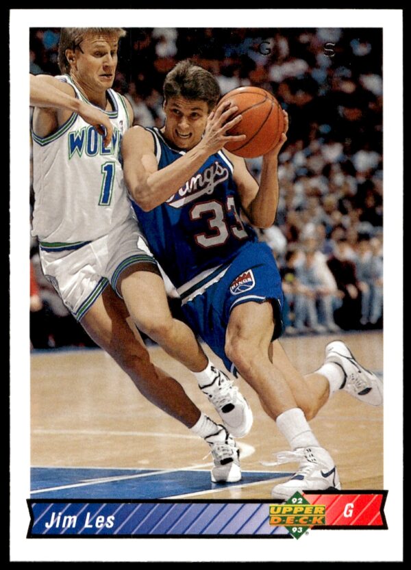 Jim Les 1992-93 Upper Deck Basketball Card, #241, action shot in team jersey.