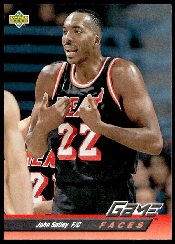 1992-93 Upper Deck John Salley basketball card #497, Detroit Pistons, action shot.