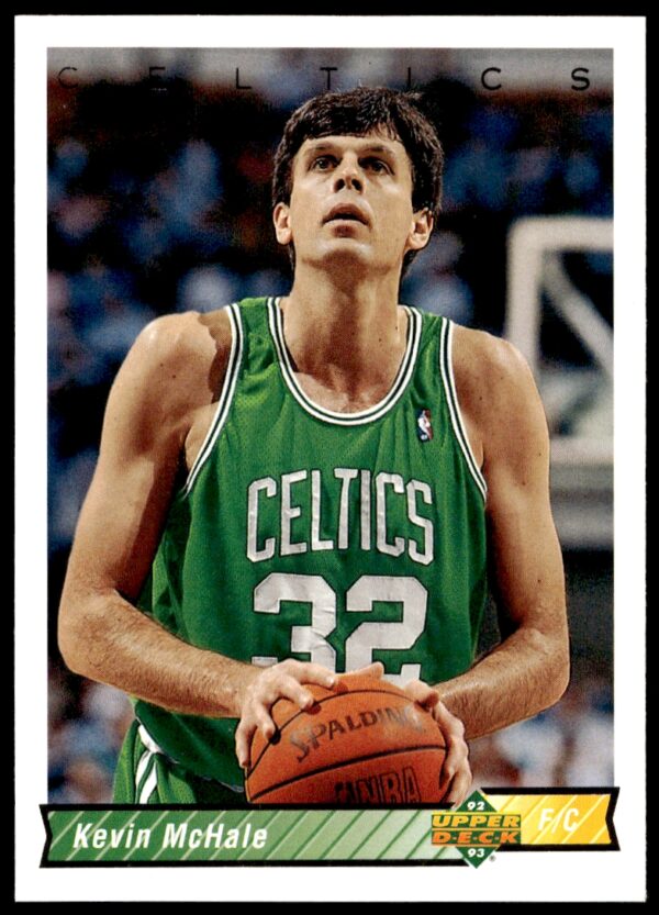Kevin McHale 1992-93 Upper Deck basketball card front, Boston Celtics legend in action.