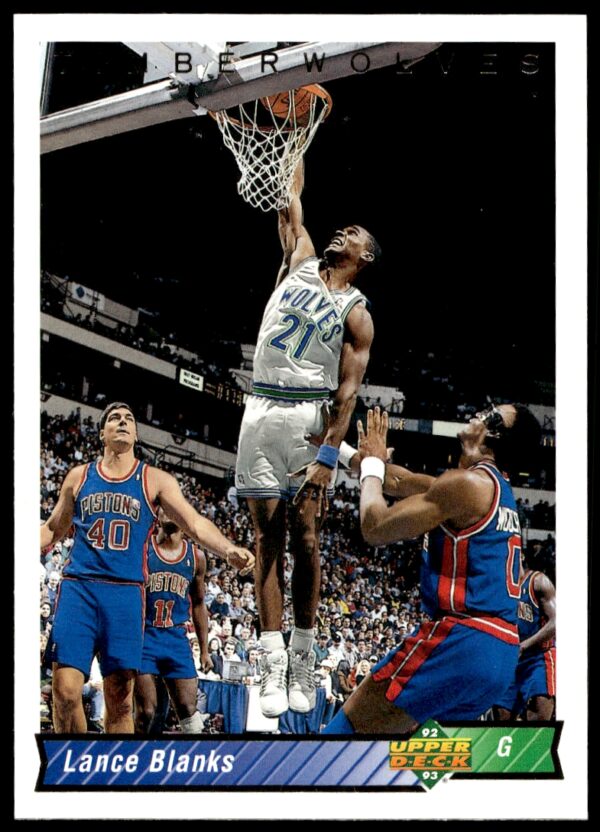 1992-93 Upper Deck Lance Blanks basketball card #319, dynamic action shot on front.