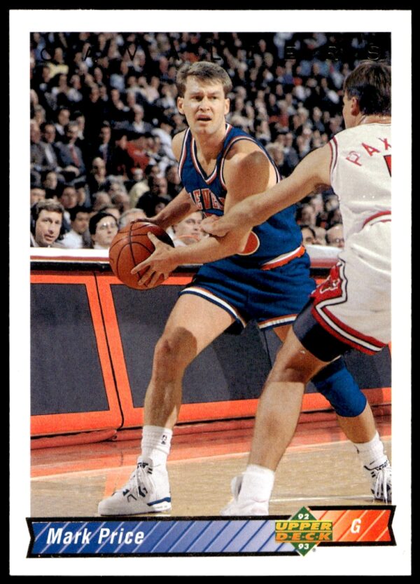 Mark Price 1992-93 Upper Deck Card #234, Cleveland Cavaliers, NBA point guard action photo.