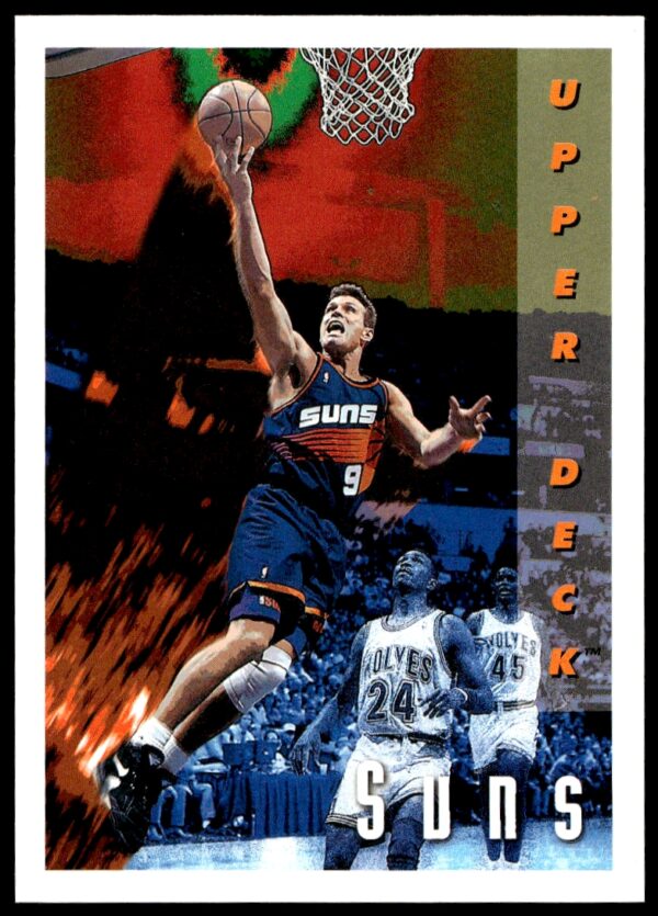 Vintage 1992-93 Upper Deck Phoenix Suns basketball trading card with dynamic action imagery.