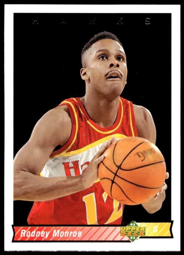 Rodney Monroe 1992-93 Upper Deck Basketball Card #30 featuring dynamic game action.