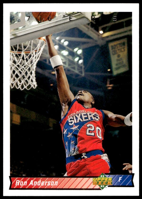 Ron Anderson 1992 NBA Upper Deck Card #217 features game action shot.