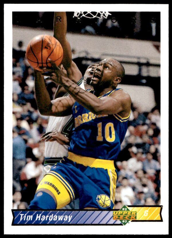 Tim Hardaway Upper Deck 1992-93 basketball card #261, showcasing his dynamic NBA playstyle.