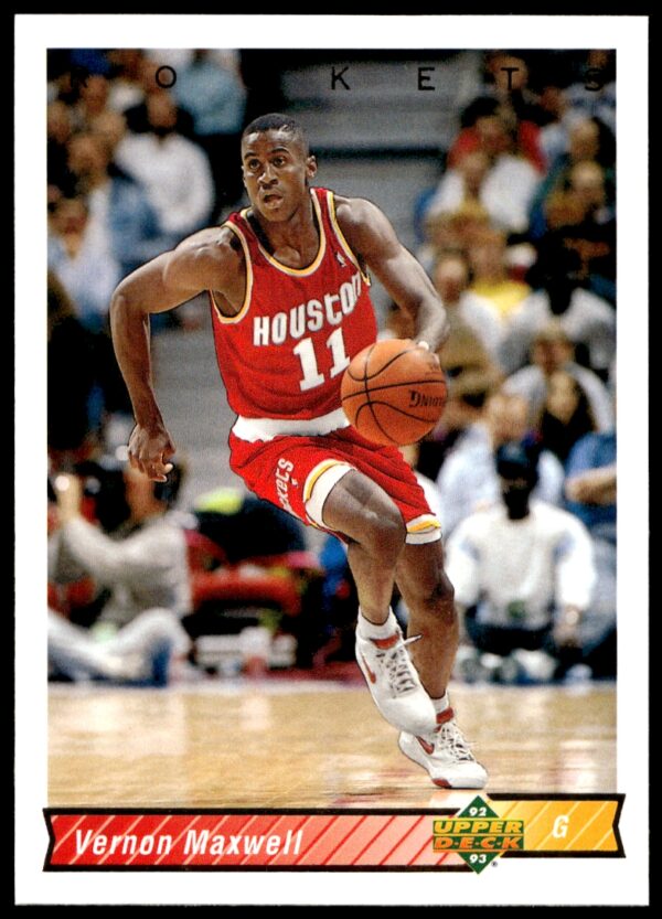 Vernon Maxwell 1992-93 Upper Deck card, Houston Rockets, #172, action shot.