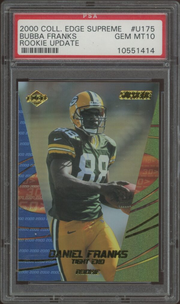 2000 Topps Supreme Bubba Franks Rookie Card, PSA 10, Packers Uniform, Holographic Design.