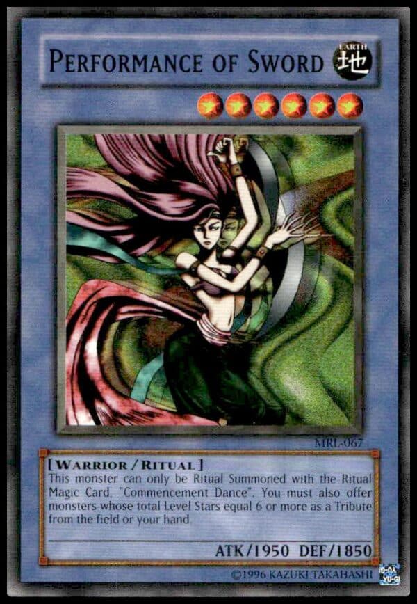 2002 Yu-Gi-Oh! Magic Ruler Performance of Sword card featuring a warrior with a dazzling sword.