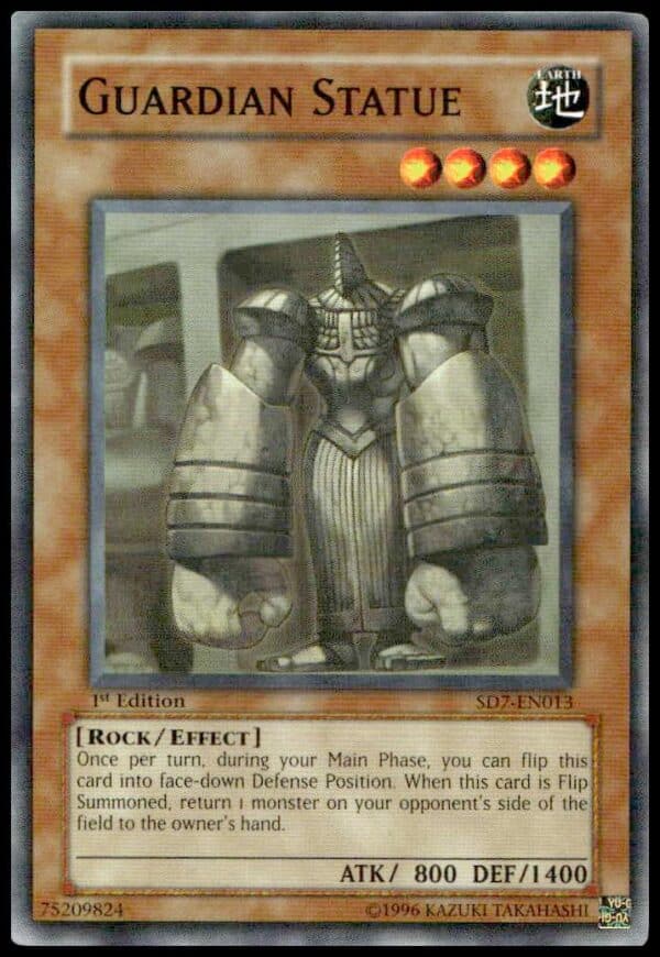 Yu-Gi-Oh! 2005 Invincible Fortress Guardian Statue 1st Edition Card Front #SD7-EN013.