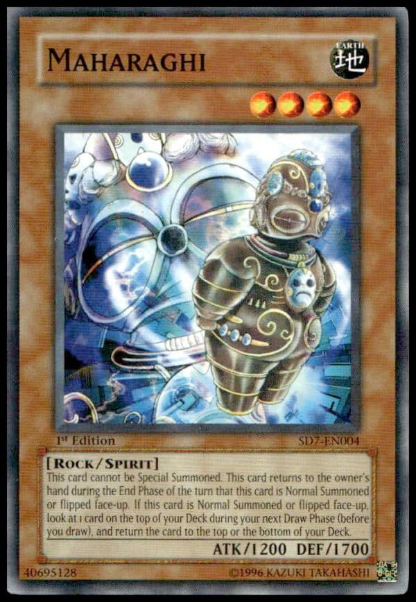2005 Yu-Gi-Oh! Invincible Fortress Deck, 1st Edition Maharaghi Card Front #SD7-EN004.
