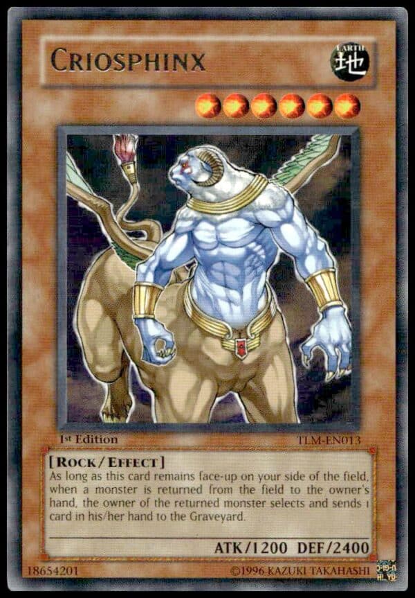 2005 Yu-Gi-Oh! The Lost Millennium Criosphinx card, 1st Edition, #TLM-EN013 artwork.