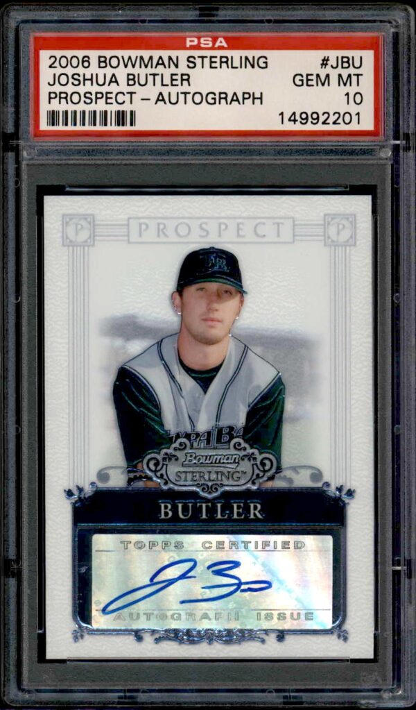 2006 Bowman Sterling Josh Butler autographed PSA 10 card, pristine and collectible condition.