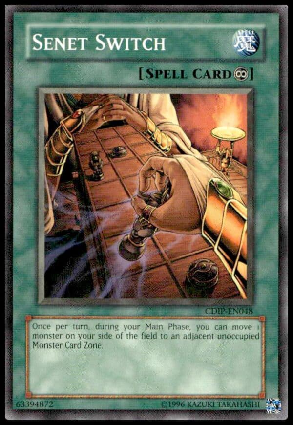 Front view of 2006 Yu-Gi-Oh! Cyberdark Impact Senet Switch card #CDIP-EN048.