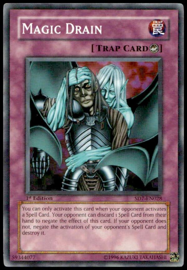 2006 Yu-Gi-Oh! Magic Drain Blue duel card, 1st Edition Promo, #DL13-EN020 front view.