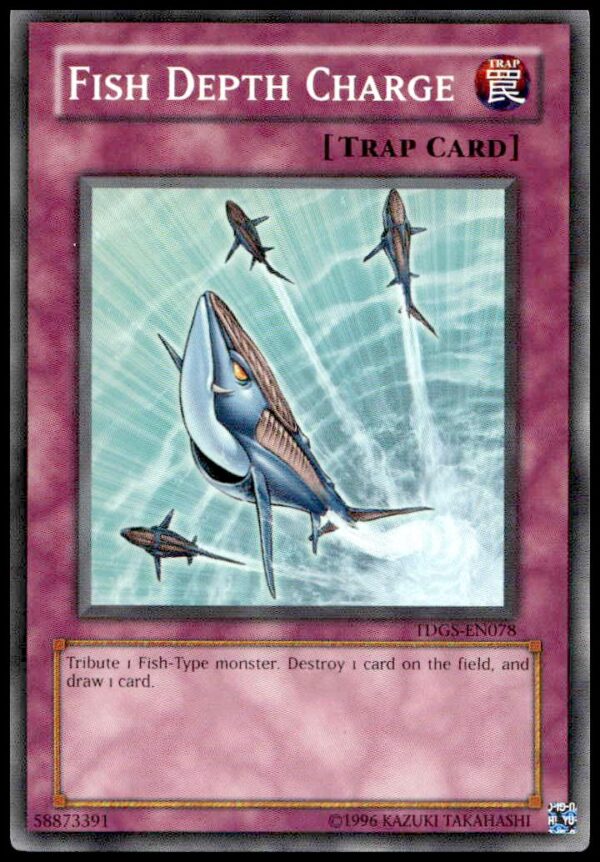 2006 Yu-Gi-Oh! Fish Depth Charge Duelist League Promo Card (Red) Front View.