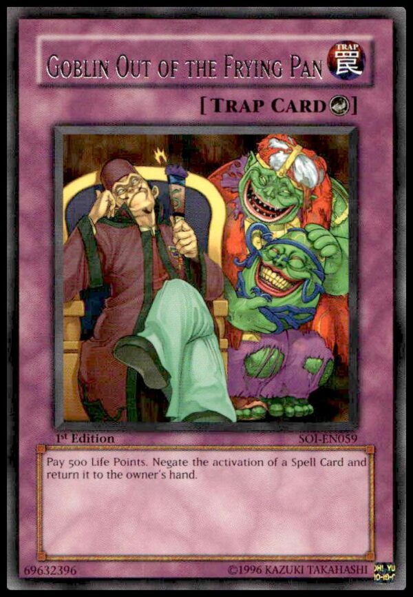Yu-Gi-Oh! 2006 Goblin Out of the Frying Pan Card, Shadow of Infinity, 1st Edition.