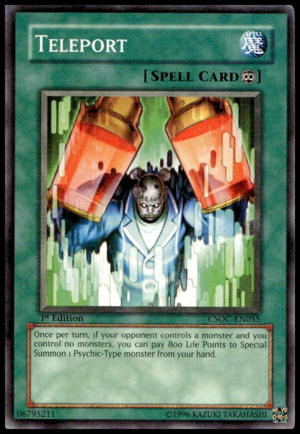 Front view of 1st Edition 2008 Yu-Gi-Oh! Crossroads of Chaos Teleport card #CSOC-EN055.