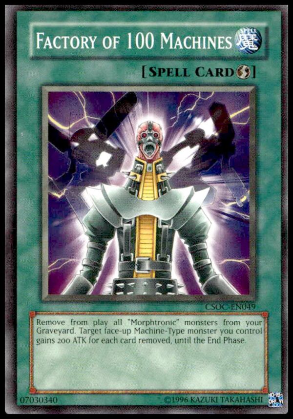 2008 Yu-Gi-Oh! Factory of 100 Machines card, CSOC-EN049, featuring detailed machinery illustration.