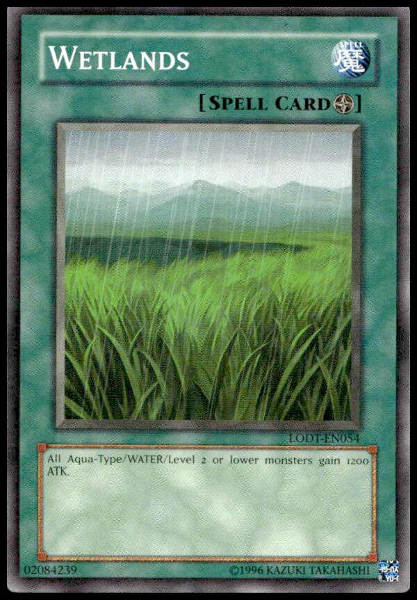 Yu-Gi-Oh! 2008 Wetlands Card #LODT-EN054 Front - Vibrant Marsh Landscape Art.