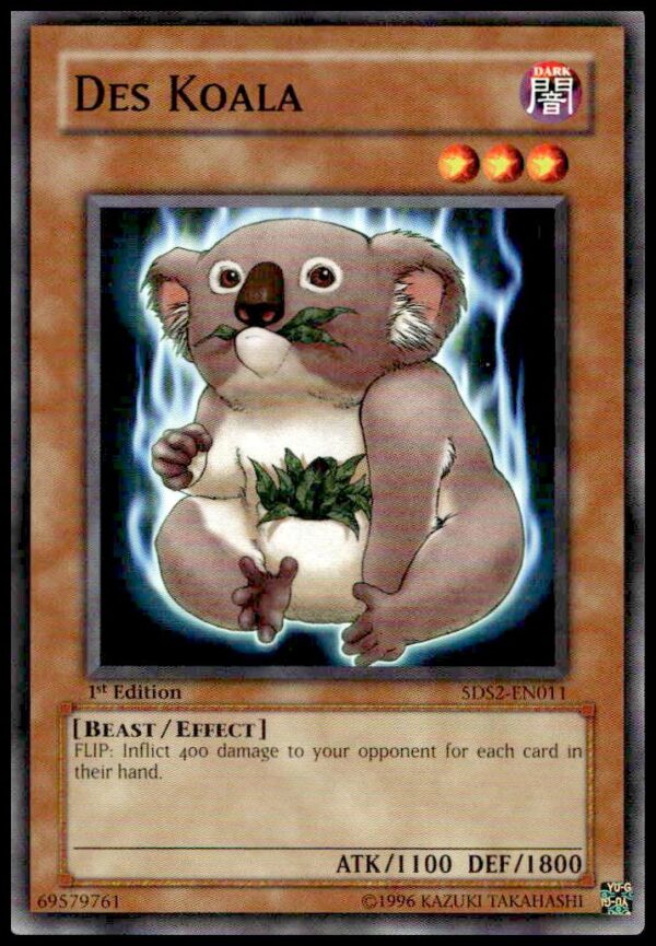 Front view of 2009 Yu-Gi-Oh! 5Ds Des Koala card, 1st Edition, number 5DS2-EN011.