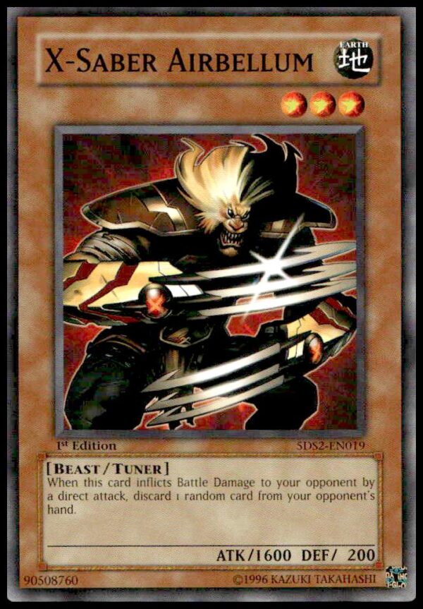 2009 Yu-Gi-Oh! 5Ds X-Saber Airbellum card from the Starter Deck, first edition.