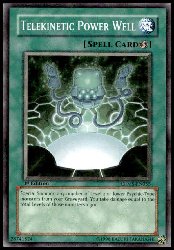 Yu-Gi-Oh! Crimson Crisis Telekinetic Power Well 2009 card, 1st Edition, collectible rarity.