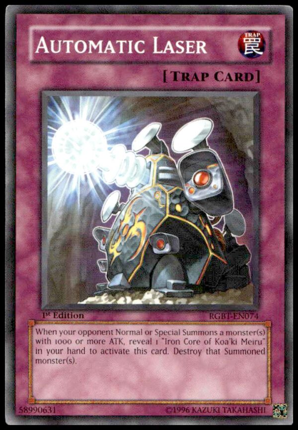 2009 Yu-Gi-Oh! Raging Battle Automatic Laser card, 1st Edition, #RGBT-EN074 (front view).