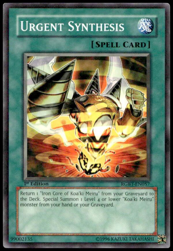 2009 1st Edition Raging Battle Yu-Gi-Oh! Card Urgent Synthesis RGBT-EN057 Front View.