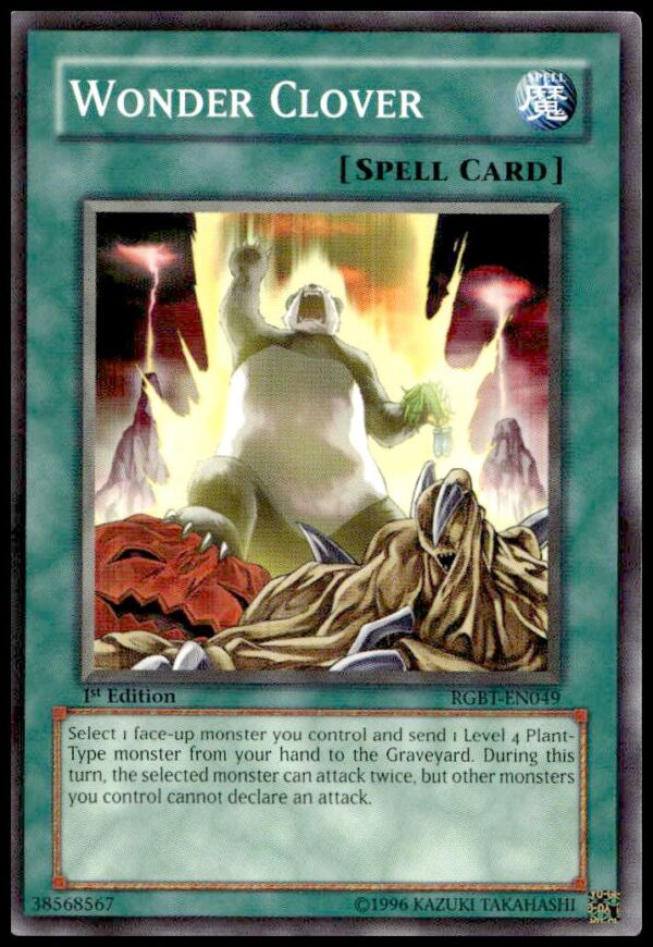 2009 Yu-Gi-Oh! Wonder Clover trading card, 1st Edition, Raging Battle series, front view.