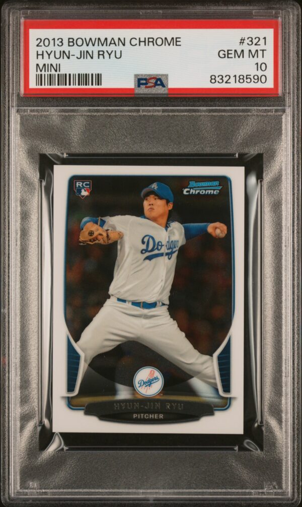 Hyun-Jin Ryu 2013 Bowman Chrome Rookie Card, PSA 10 Gem Mint, Dodgers Pitcher.