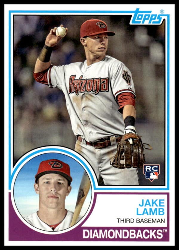 Front view of 2015 Topps Archives Jake Lamb baseball card, Diamondbacks uniform.