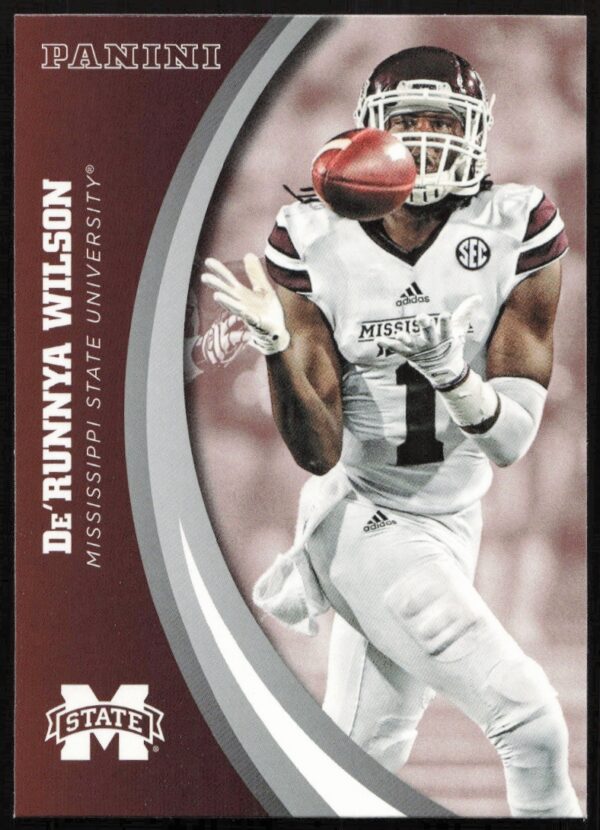 DeRunnya Wilson Mississippi State 2016 Panini football card #16 featuring game action.