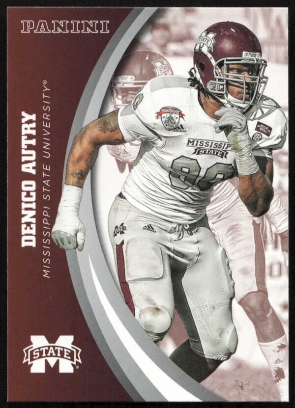Denico Autry 2016 Panini card #41, Mississippi State football, college uniform (front view).
