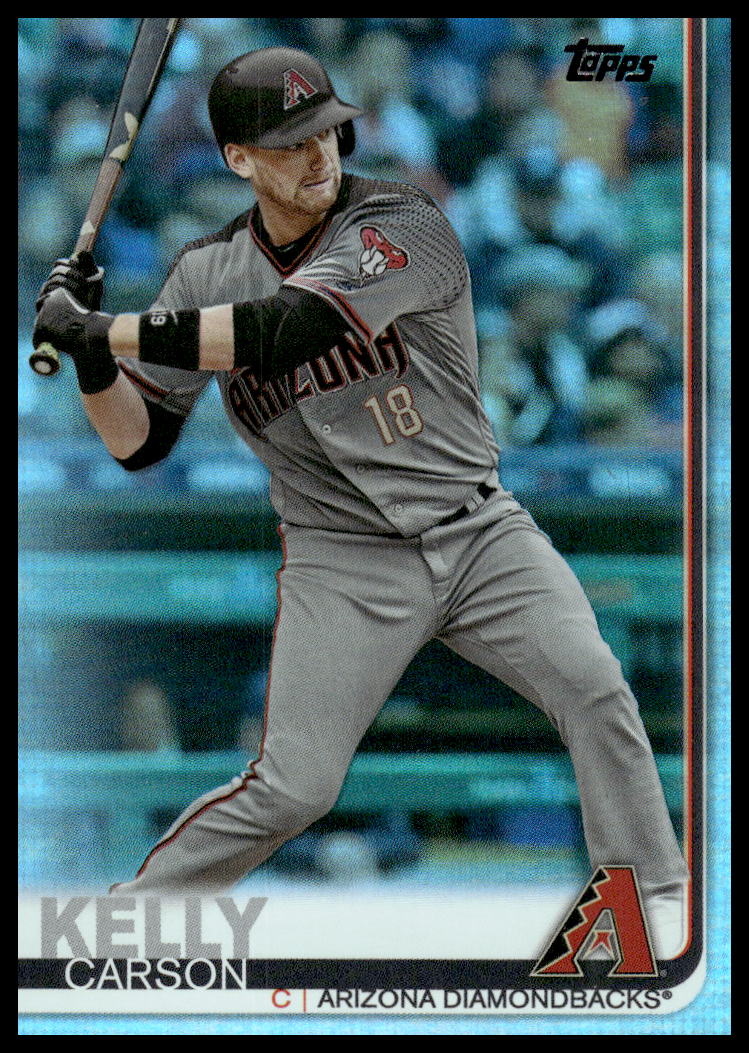 Carson Kelly 2019 Topps Series 2 Rainbow Foil Card #474, vibrant player action shot.