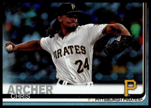 2019 Topps Series 2 Chris Archer Rainbow Foil Card #380, dynamic visual of pitcher in action.