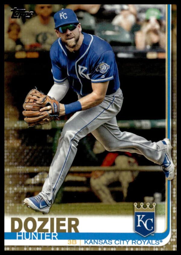 Hunter Dozier 2019 Topps Gold Card #690, Kansas City Royals, Collectors Edition Front.