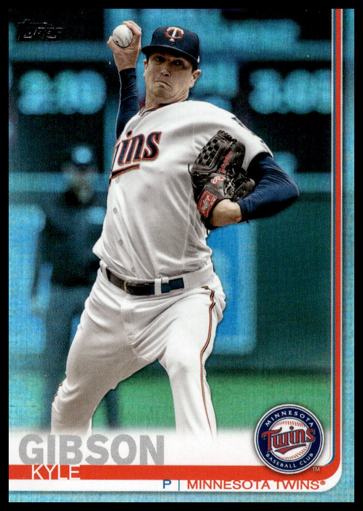 Kyle Gibson 2019 Topps Rainbow Foil Card #597 with vibrant foil detailing.