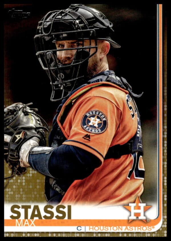 2019 Topps Series 2 Max Stassi Gold baseball card #363 front view.