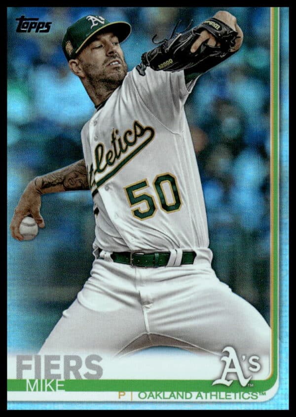 Mike Fiers 2019 Topps Rainbow Foil Card, Series 2, #413, Action Shot, Vibrant Collectible.